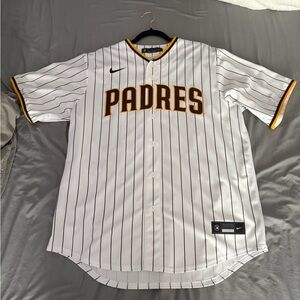 Nike White and Black Padres Jersey